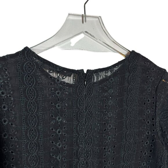 AllSaints Top Womens Dakota Embroidered Eyelet Blouse Sheer Black US size 2 UK 6 - Picture 5 of 10